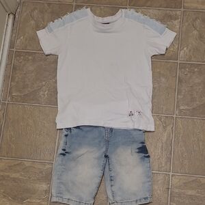 South Pole White Tee + Jeans Shorts Kids